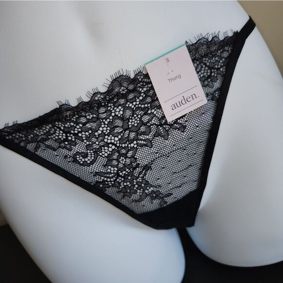 Auden thong panties delicate sheer black lace nwt - Picture 1 of 4
